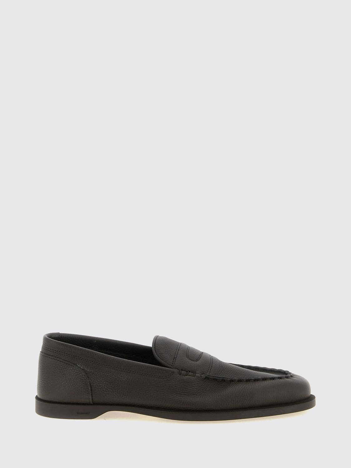 John Lobb Grained Calf Leather Loafers with Raised Apron Seam