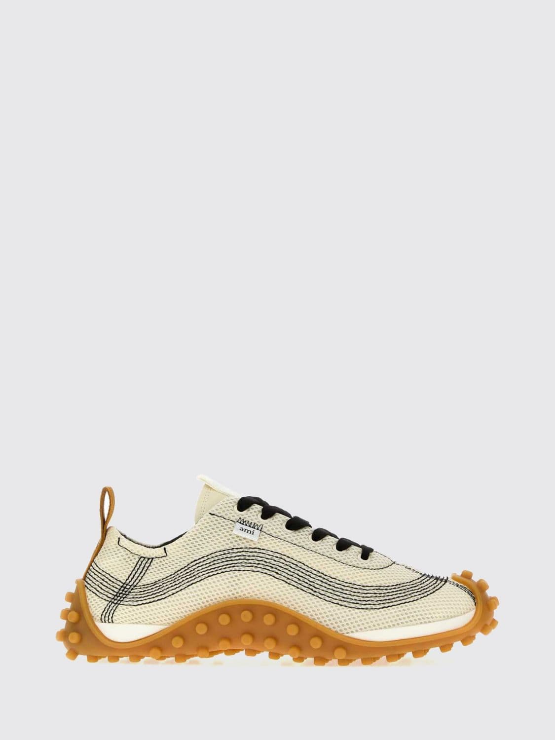 Ami Paris Mirage Technical Mesh Sneakers with Notched Sole and Applied Logo