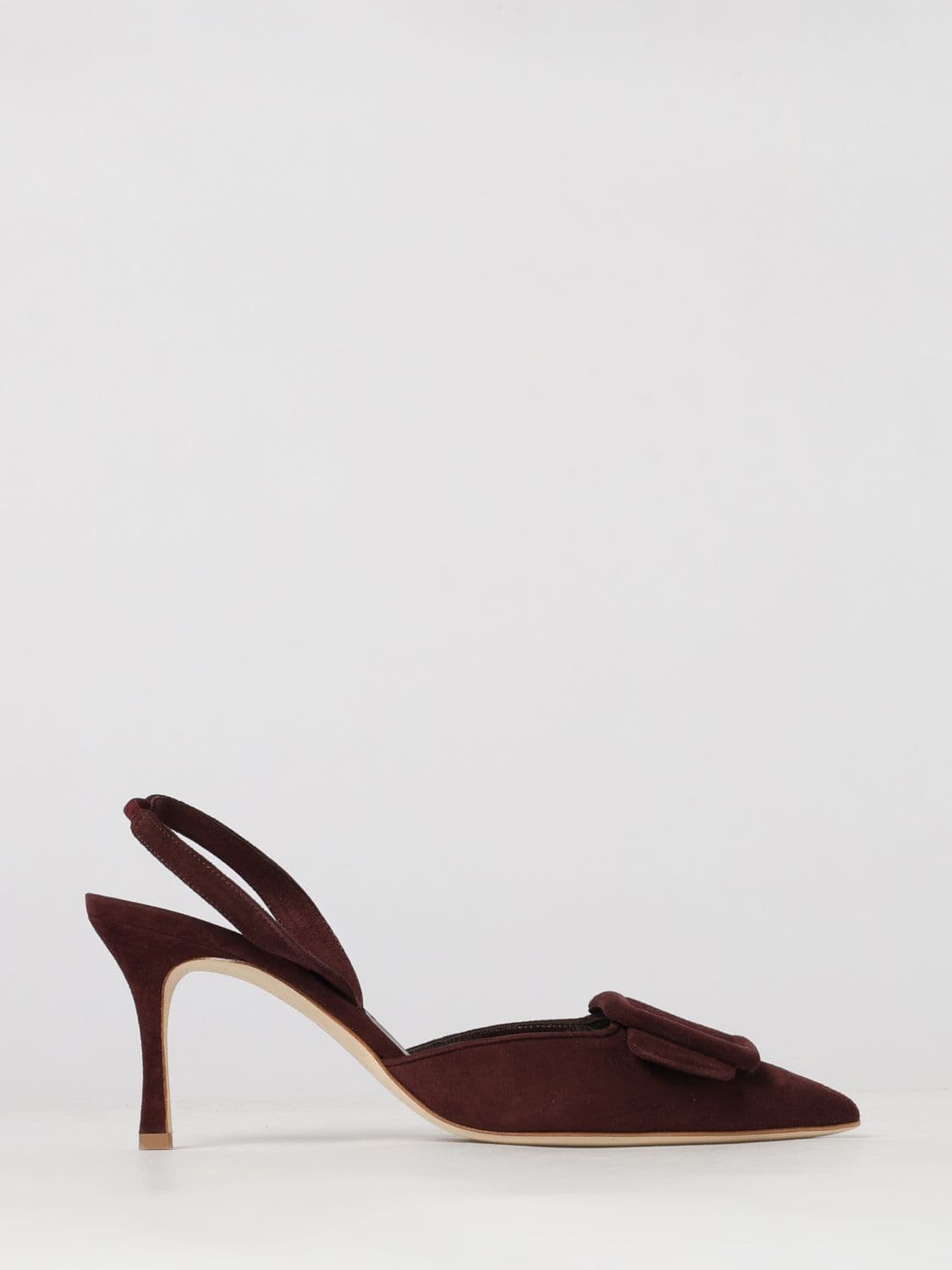 Manolo Blahnik Maysli Suede Slingback Pumps with Mid Heel