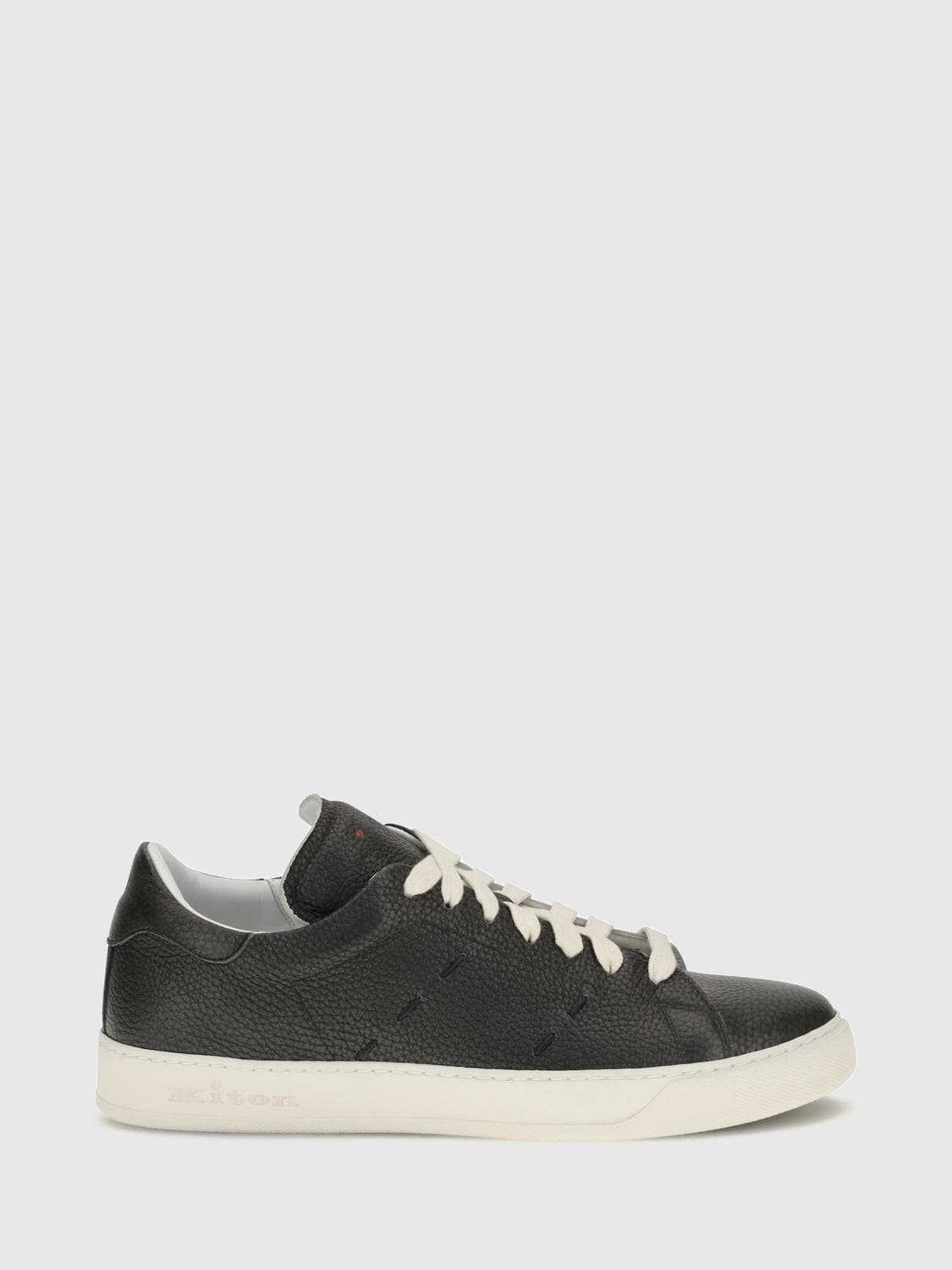 Kiton Low-Top Sneakers in Pebbled Calfskin with Exposed Stitching