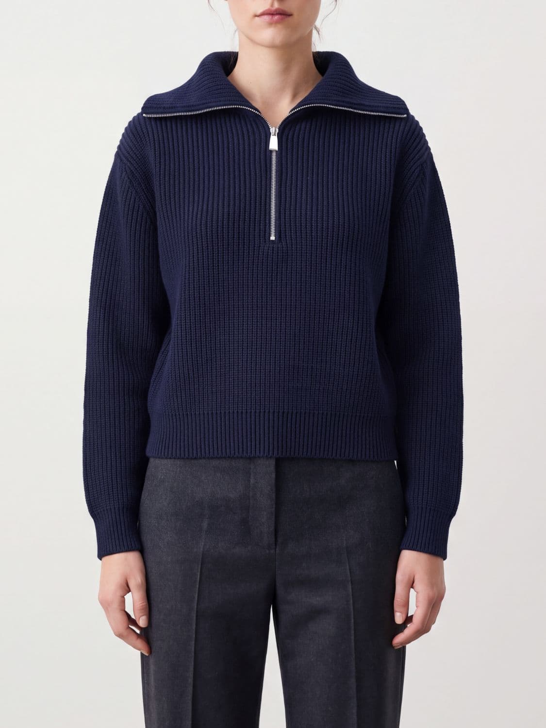 Malo Half-Zip Sailor Collar Jumper in Pure Cashmere