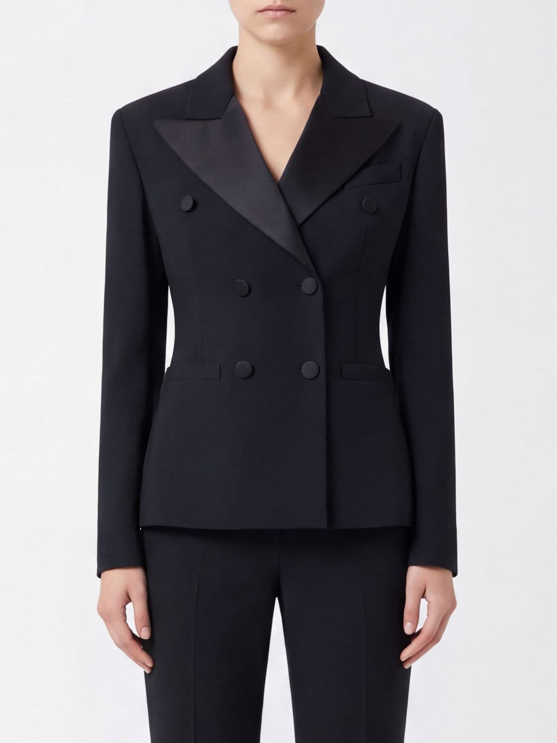 Ermanno Scervino Cropped Double-Breasted Cady Blazer with Peak Lapels