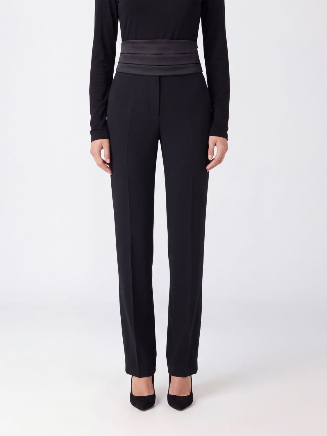 Ermanno Scervino High-Waisted Slim Fit Cady Tuxedo Trousers