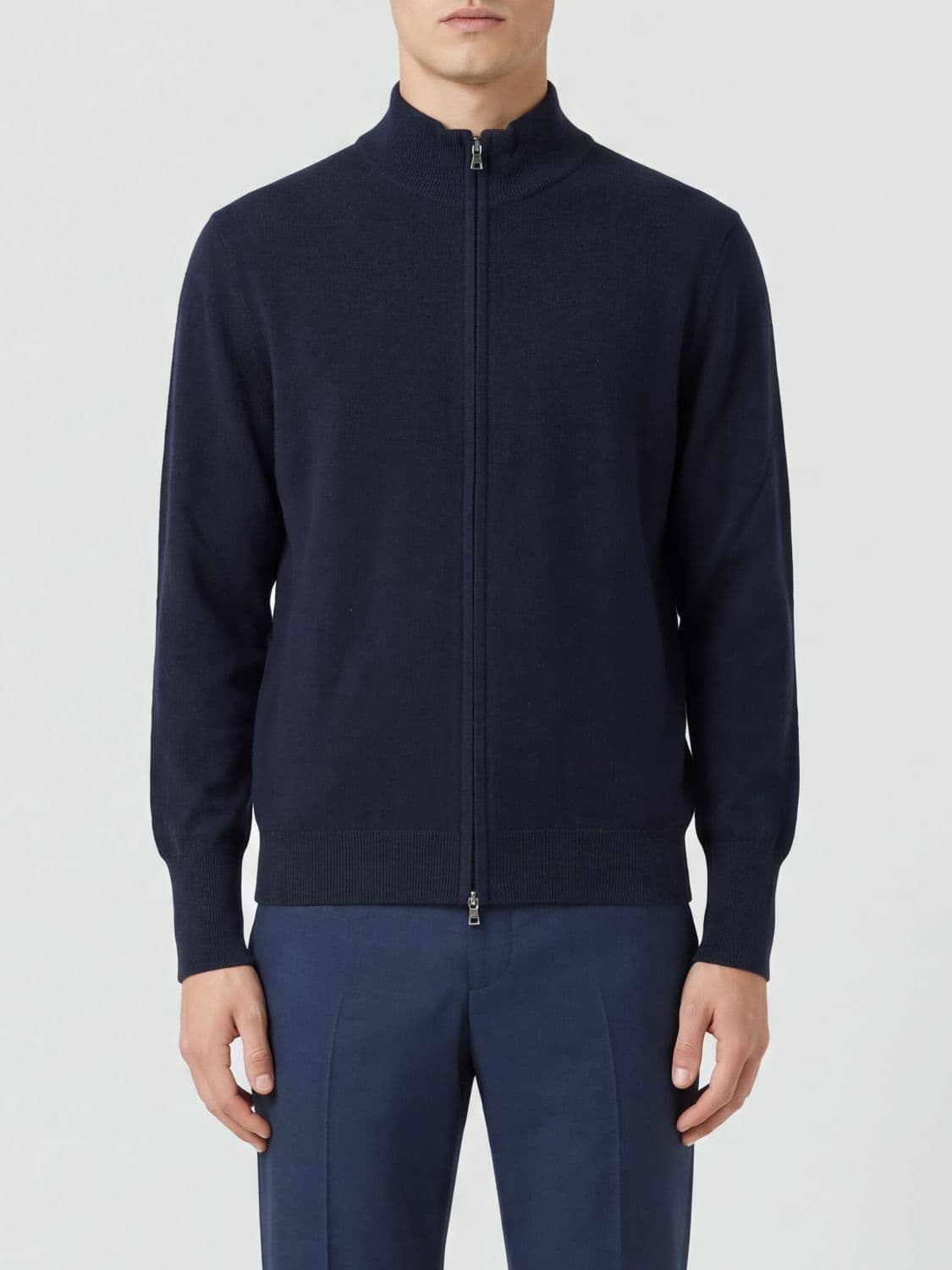 Ballantyne 100% Cashmere Cardigan with Mock Neck and Zip
