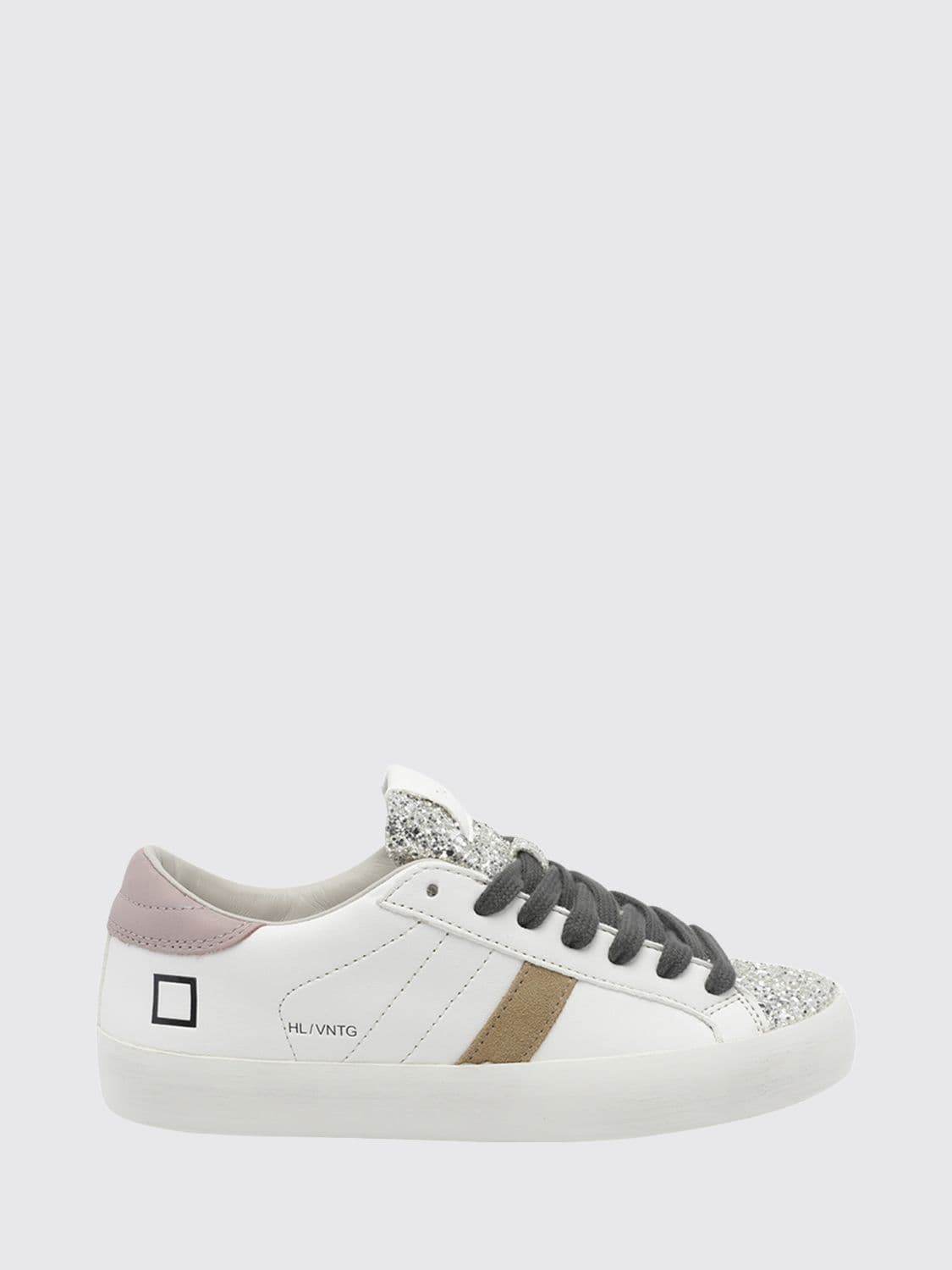 D.a.t.e. D. A.T. E. Hill Leather and Glitter Mesh Trainers with a Printed Logo