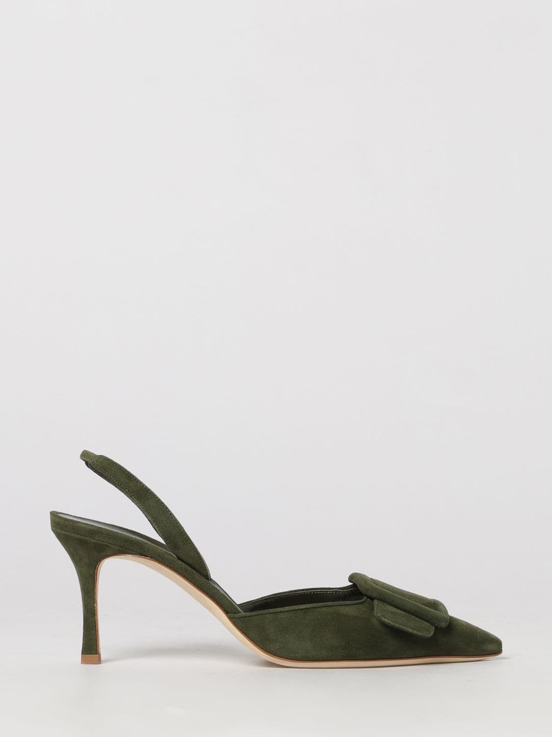 Manolo Blahnik Maysli Suede Slingback Pumps with Mid Heel