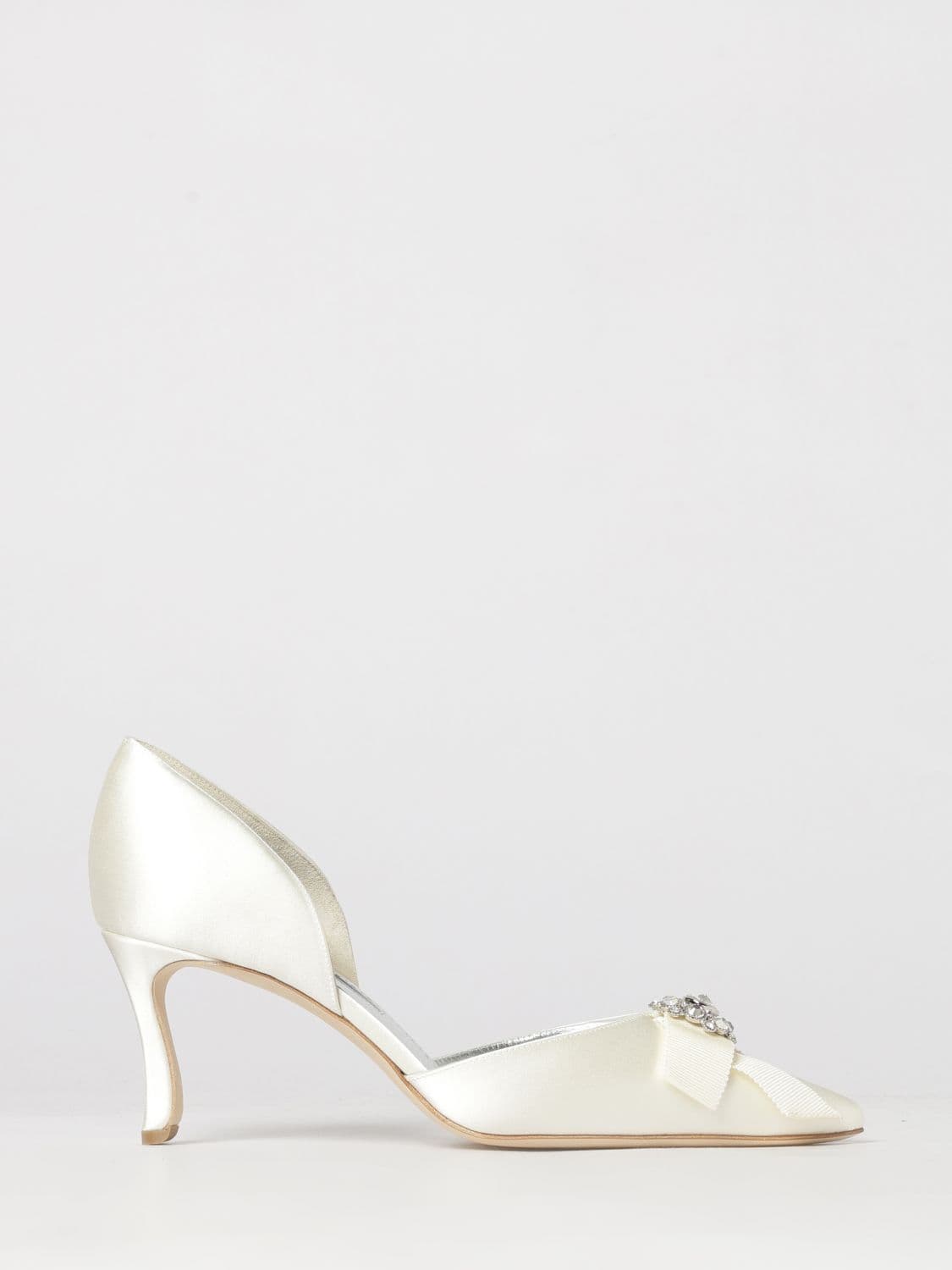 Manolo Blahnik Apidosa Bridal Satin Pumps with Jewelled Buckle