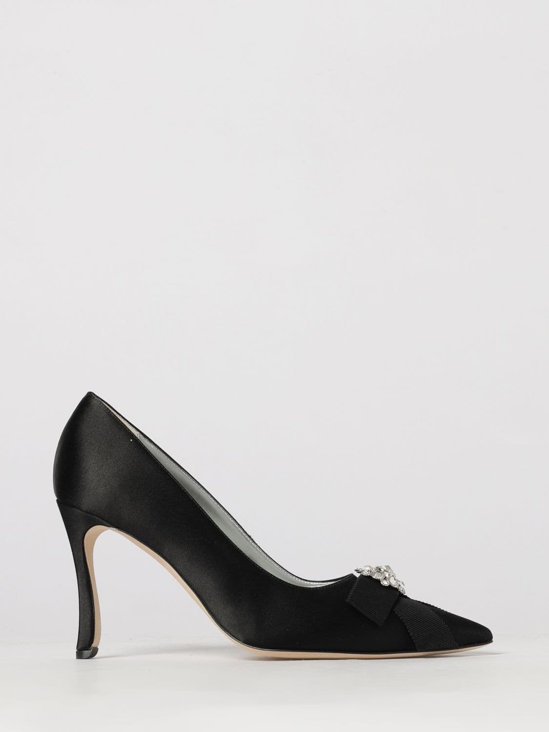 Manolo Blahnik Apius Satin Pumps with Jewelled Buckle and High Heel