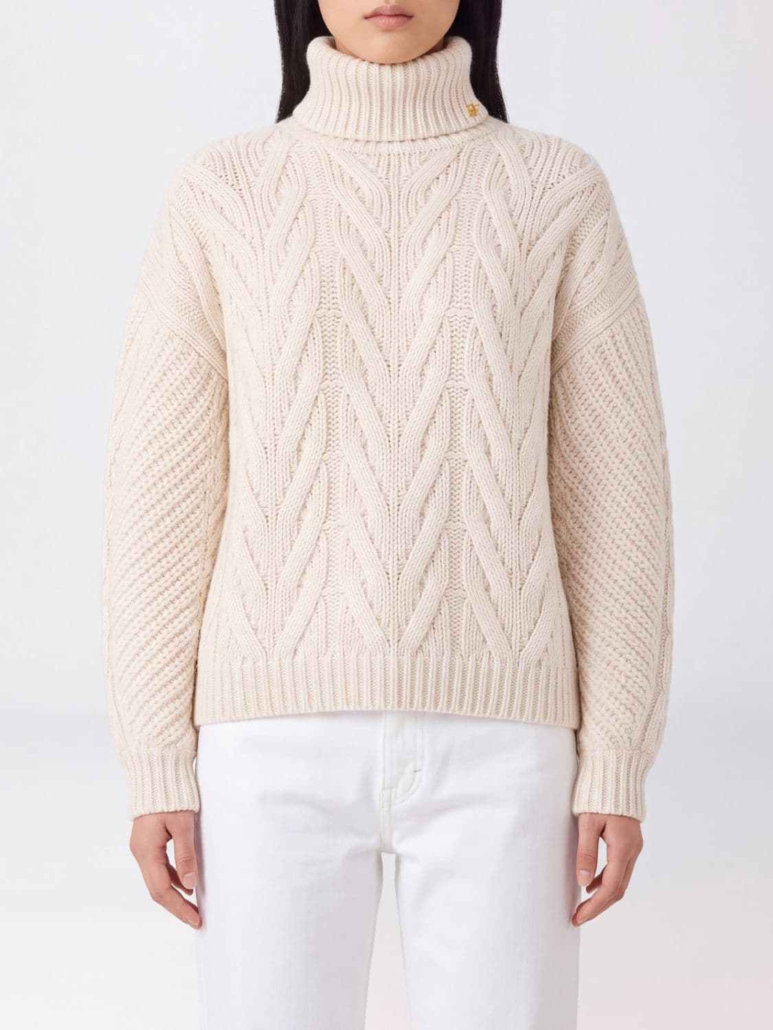 Elisabetta Franchi Alpaca Blend Turtleneck Jumper with Dropped Shoulders