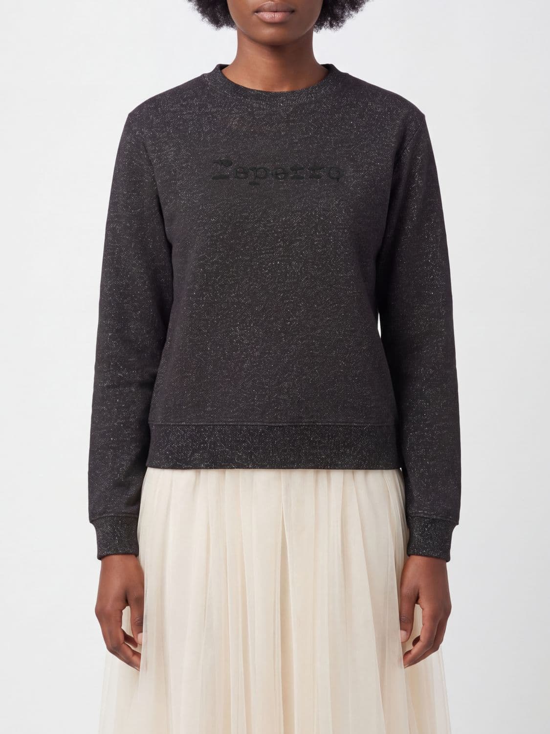 Repetto Lurex Cotton Blend Crewneck Sweatshirt with Embroidered Logo
