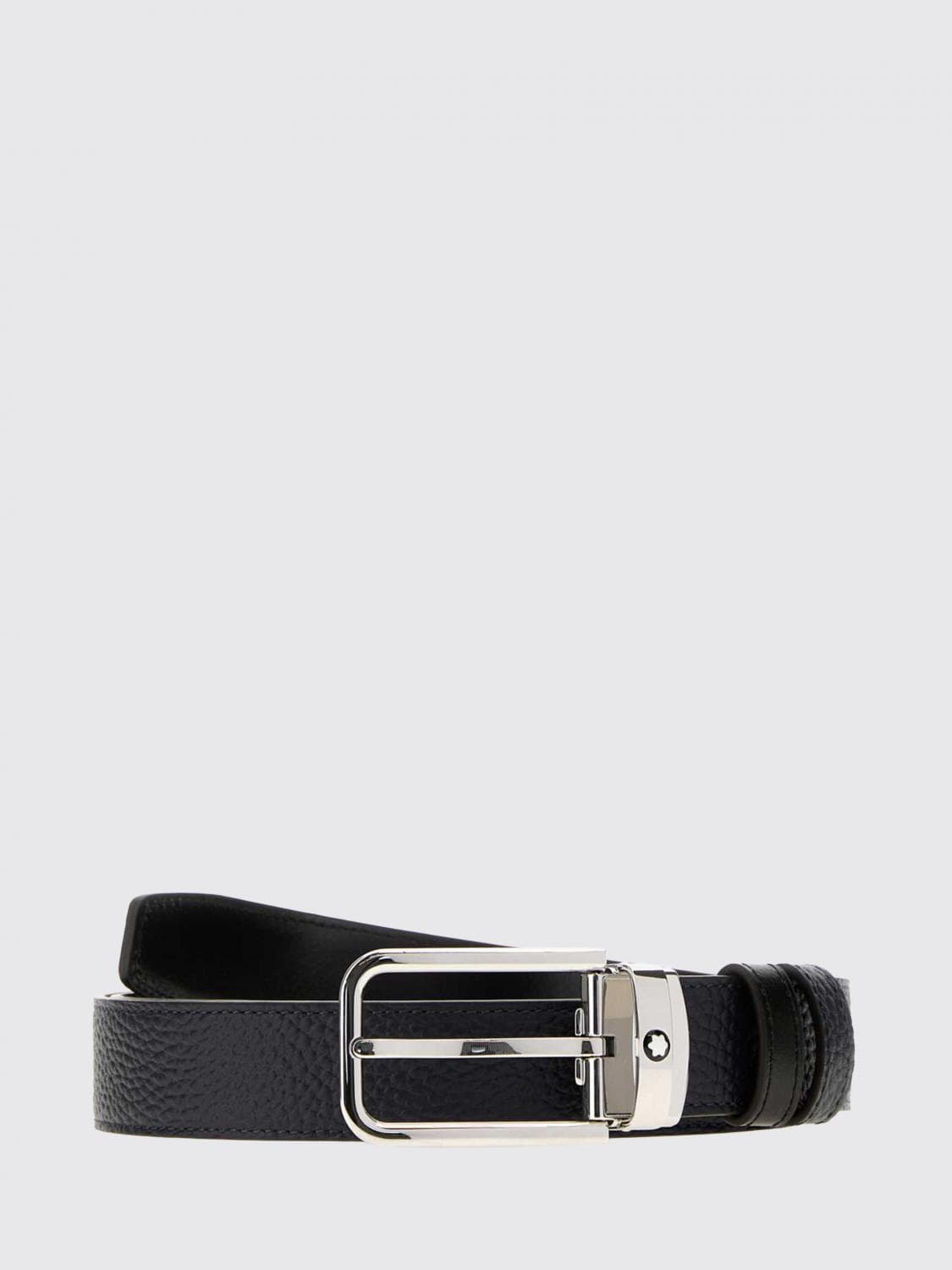 Montblanc 3 cm Adjustable Blue Leather Belt with Pin Buckle