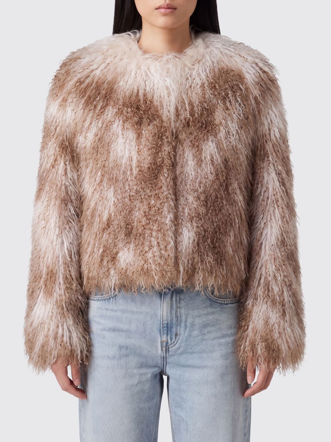 Sword 6.6.44 Short Abstract Pattern Mongolian Fur Jacket