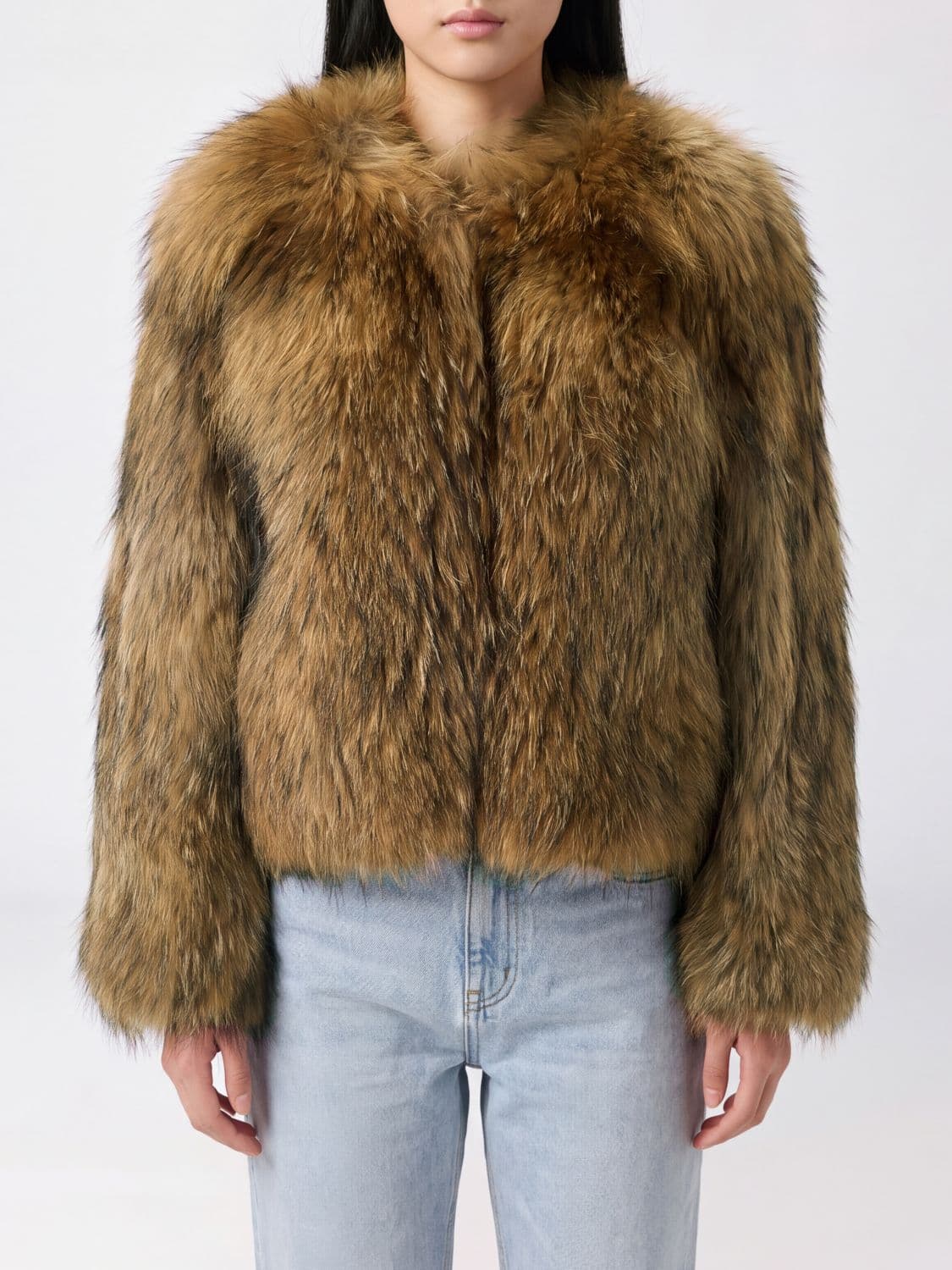 Sword 6.6.44 Short Murmasky Fur Jacket with a Crew Neck