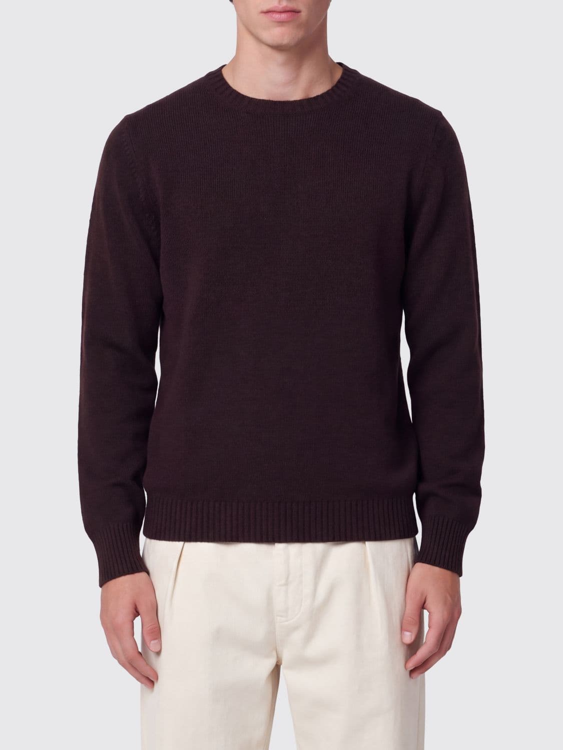 Drumohr Pure Cashmere Crewneck Jumper with Ribbed Trims