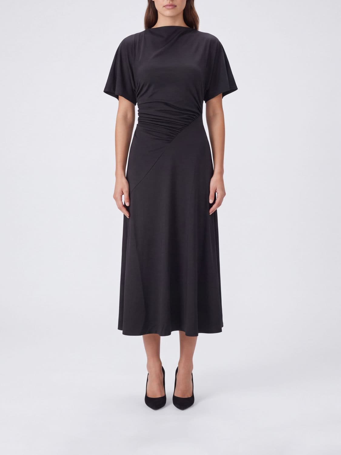 Victoria Victoria Beckham Blousey Jersey Midi Sheath Dress