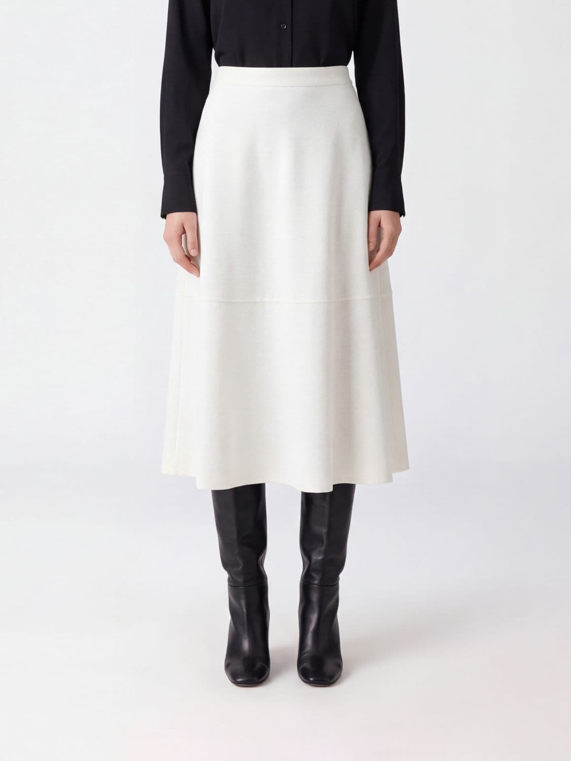 Liviana Conti High-Waisted A-Line Midi Skirt in Viscose Blend