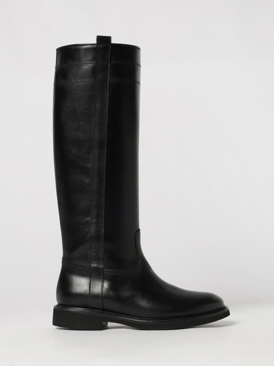 Anna F. Smooth Leather Ankle Boots with Double Pull-Tab