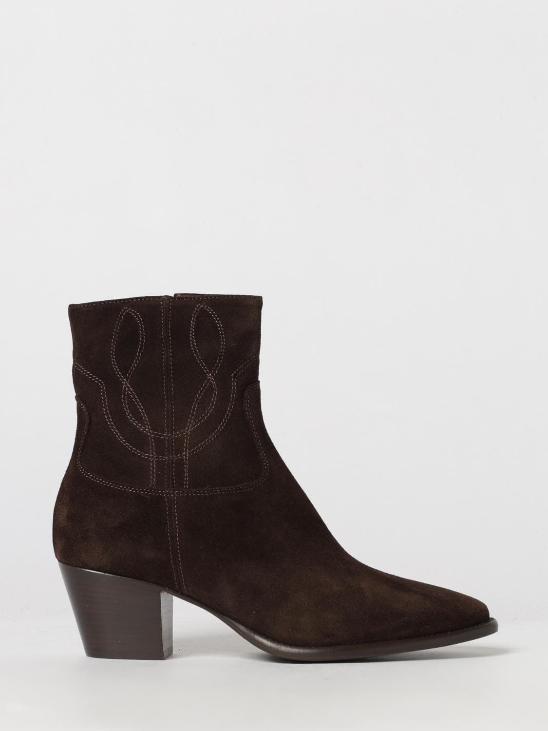Anna F. Suede Western Boots with Almond Toe