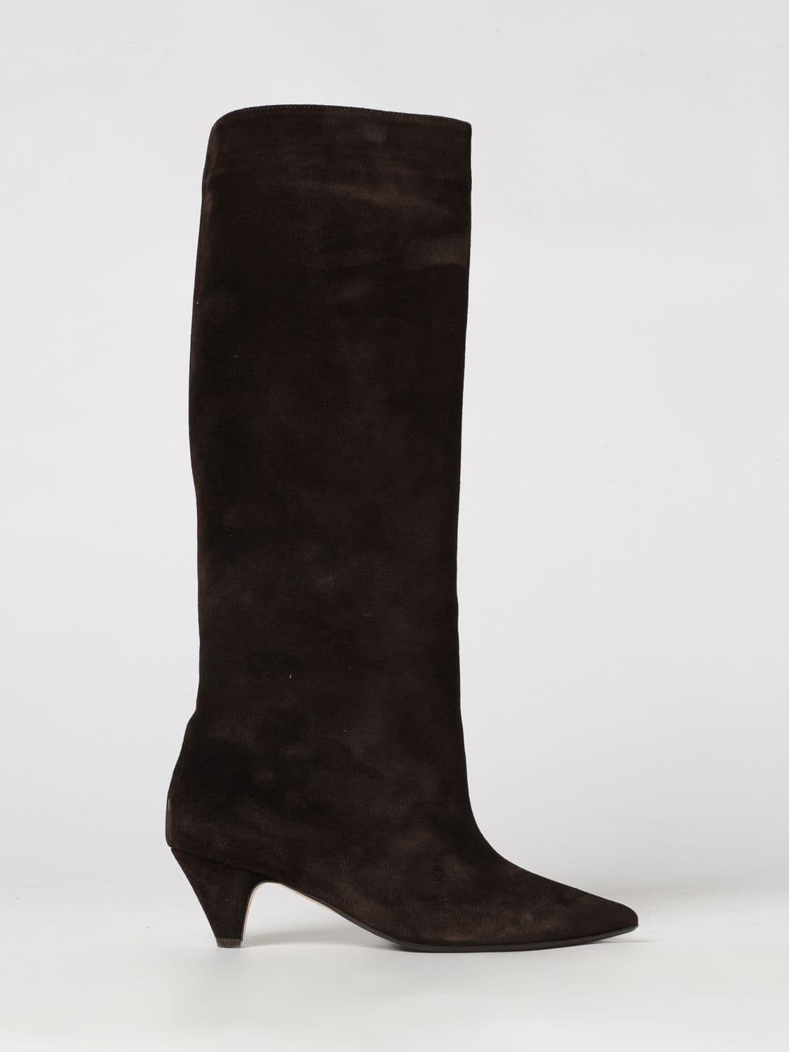 Anna F. Suede Leather Knee-High Boots with Cone Heel