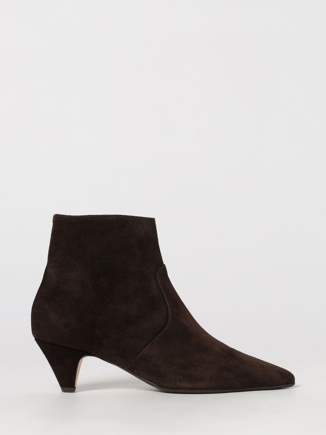 Anna F. Suede Leather Ankle Boots with Low Cone Heel