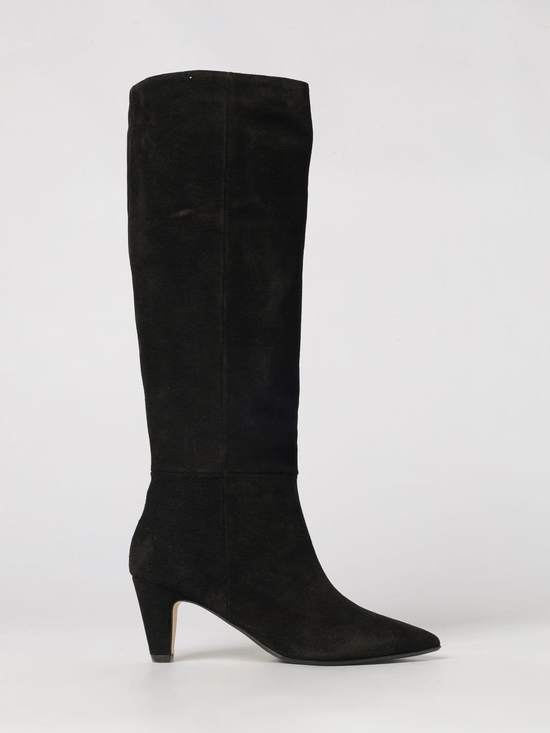 Anna F. Classic Suede Leather Knee-High Boots with Cone Heel