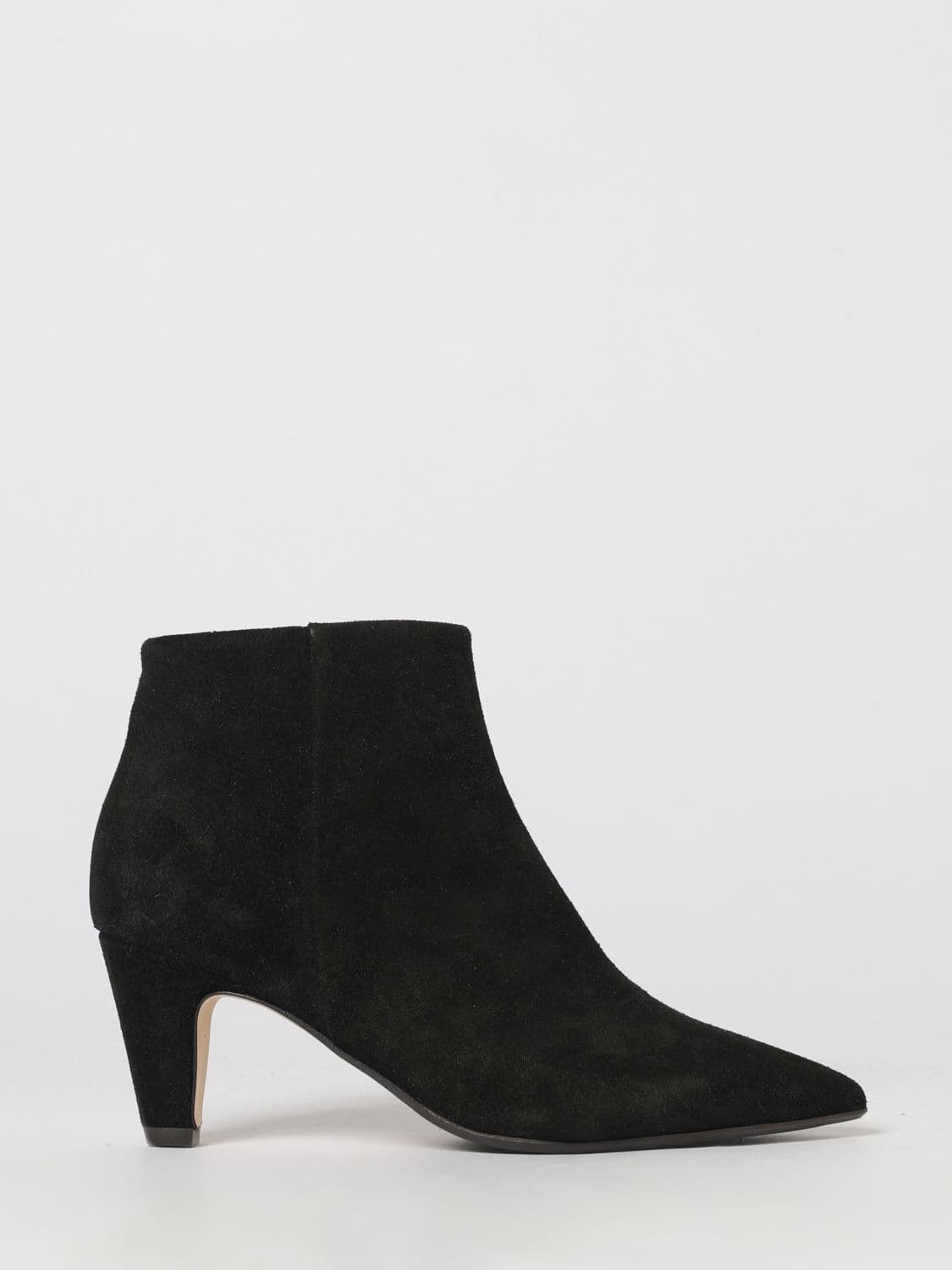 Anna F. Suede Leather Ankle Boots with Mid Cone Heel