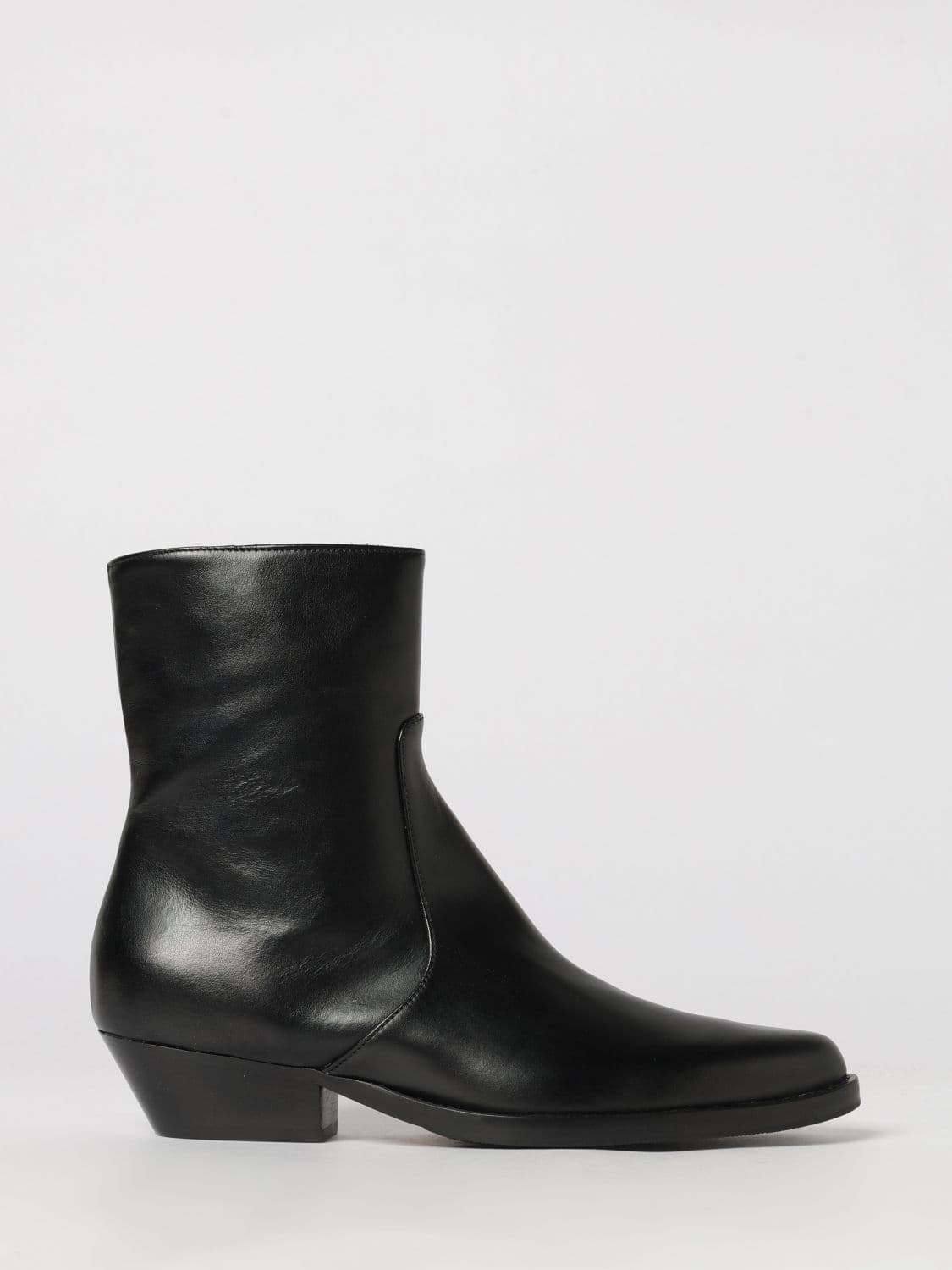 Anna F. Smooth Leather Western Boots with Almond Toe