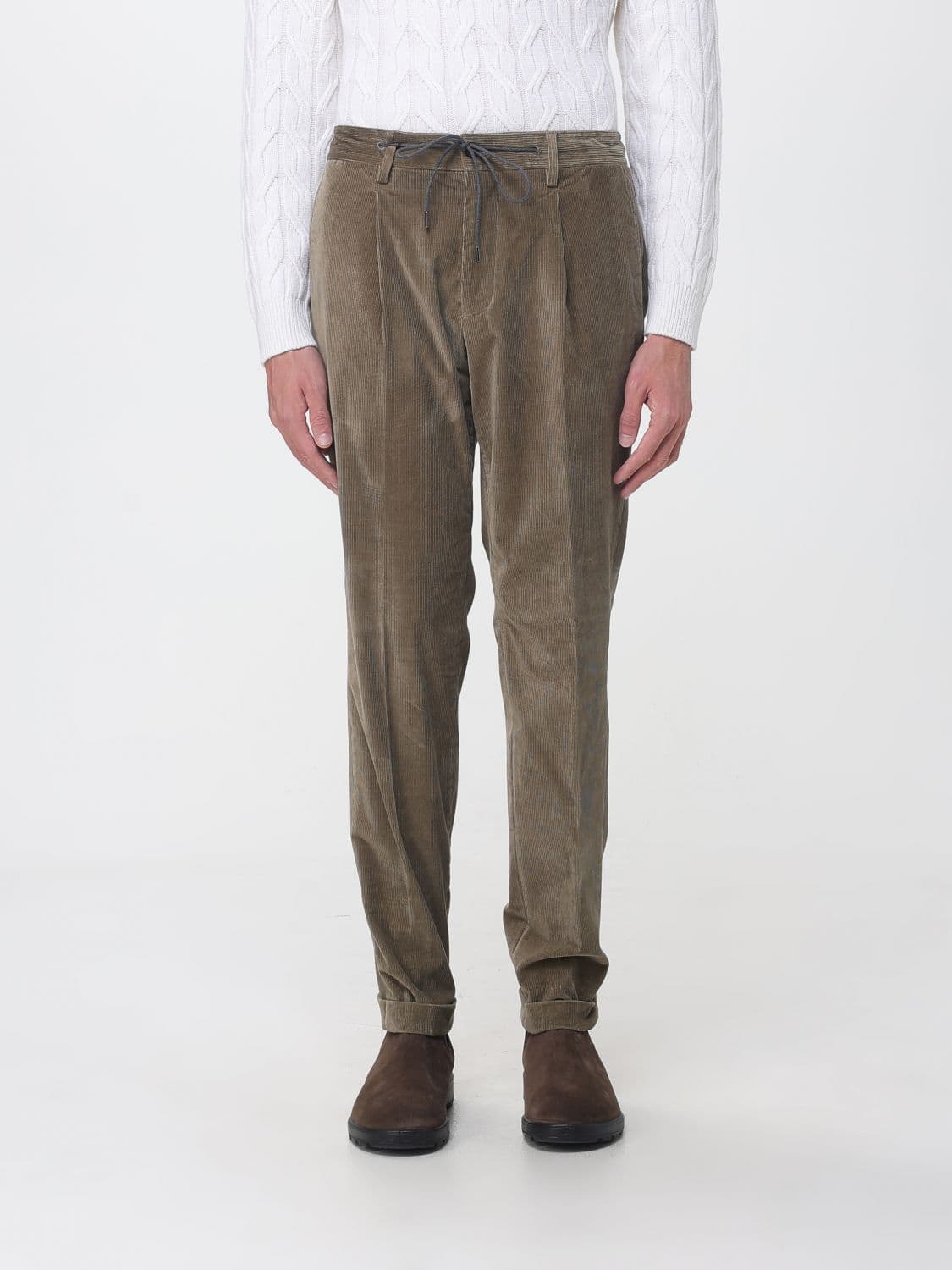Luciano Barbera Straight-Leg Corduroy Trousers with Drawstring