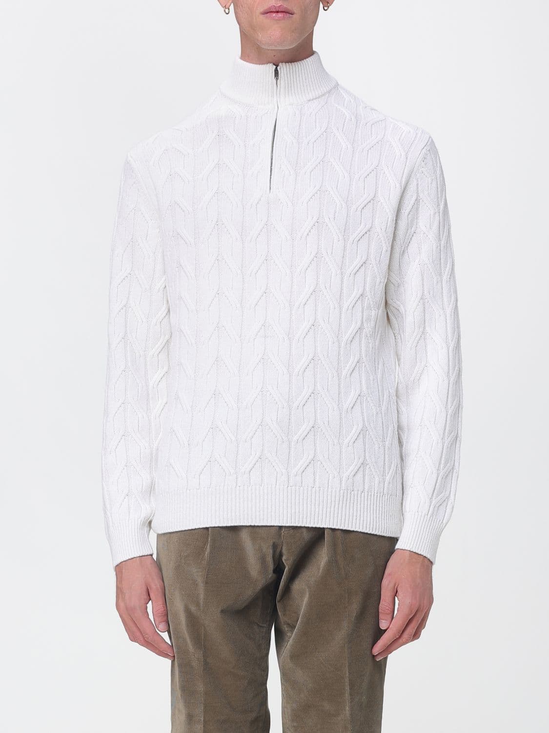 Luciano Barbera Pure Cashmere Half-Zip High-Neck Jumper