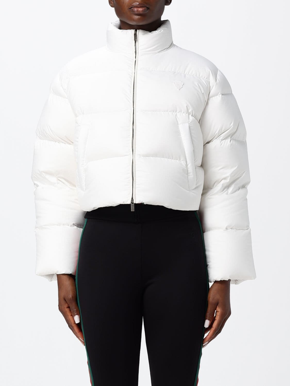 Gucci Cropped Polyester Puffer Jacket with High Neck and Zip Closure
