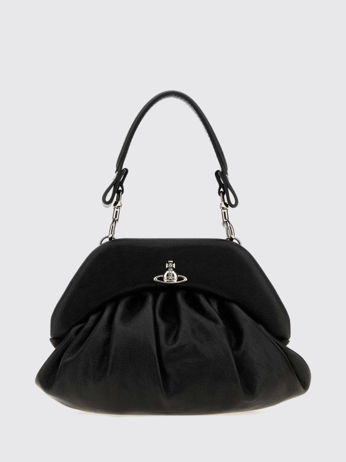 Vivienne Westwood Draped Calf Leather Mini Bag with Orb Logo and Chain Strap