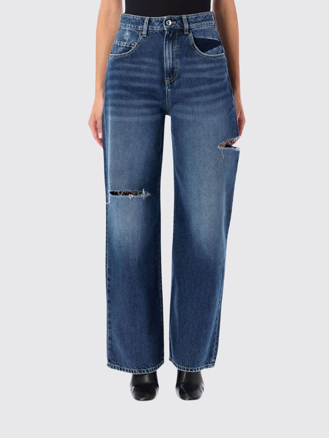Icon Denim Los Angeles Poppy High-Waisted Wide-Leg Jeans in Cut-Out Denim