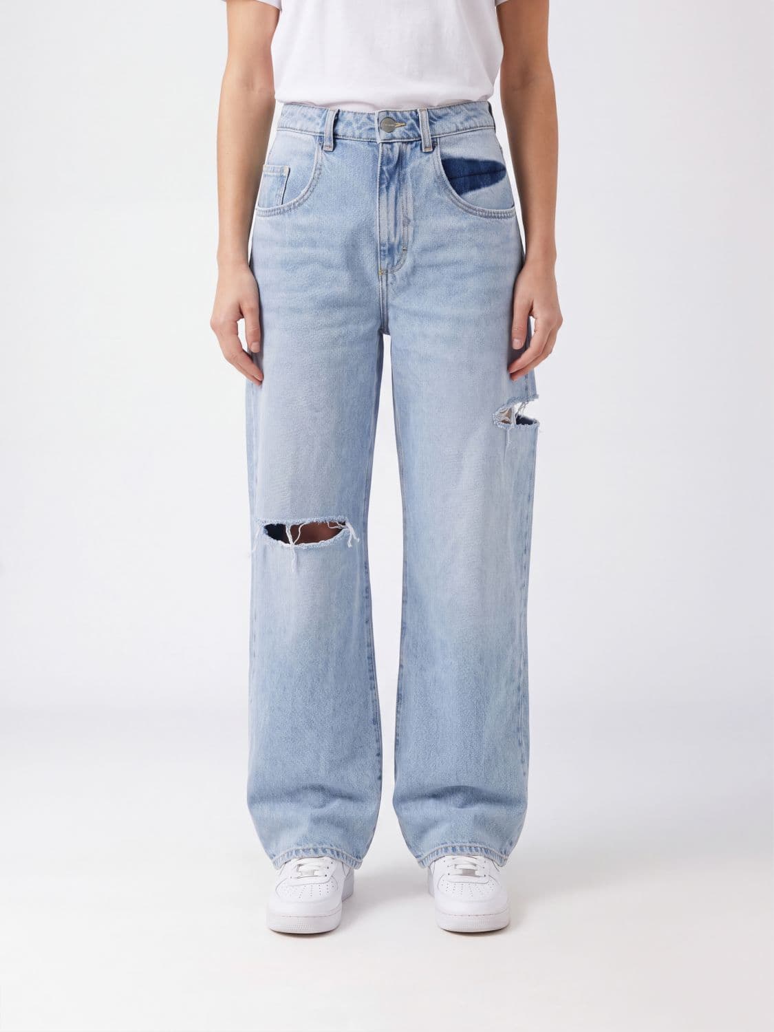 Icon Denim Los Angeles Poppy High-Waisted Wide Leg Jeans with Cut-Out Details