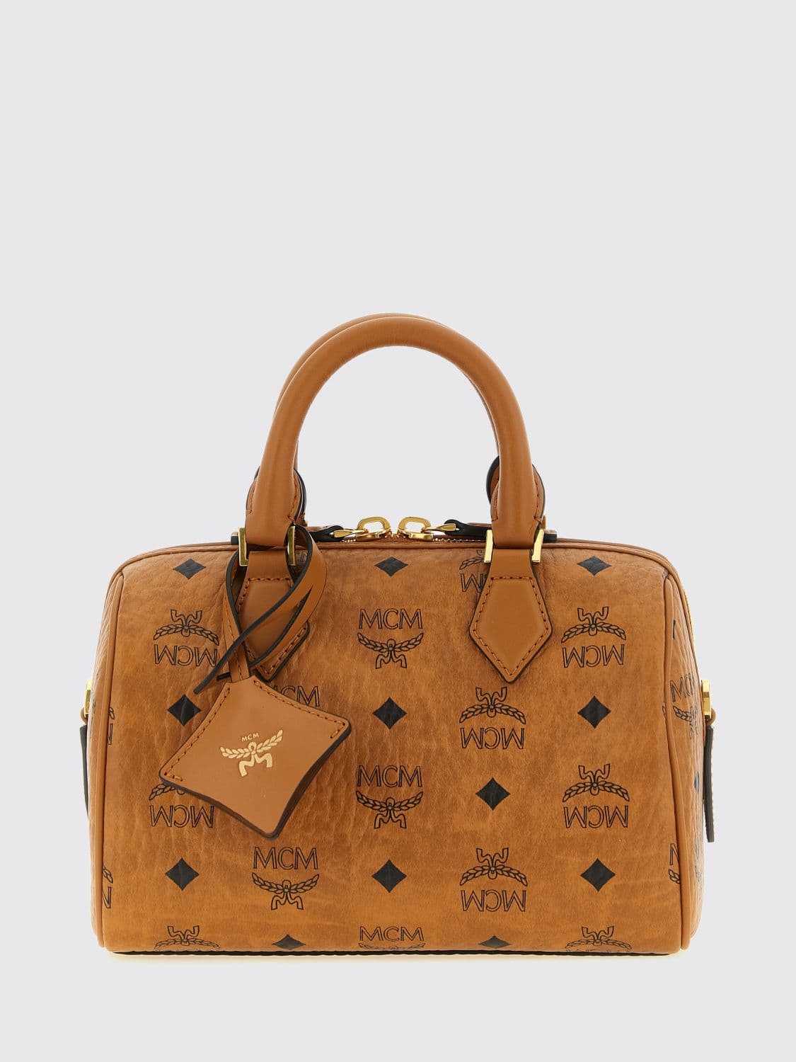 Mcm Ella Mini Handbag in Logo-Print Coated Cotton with Double Handle