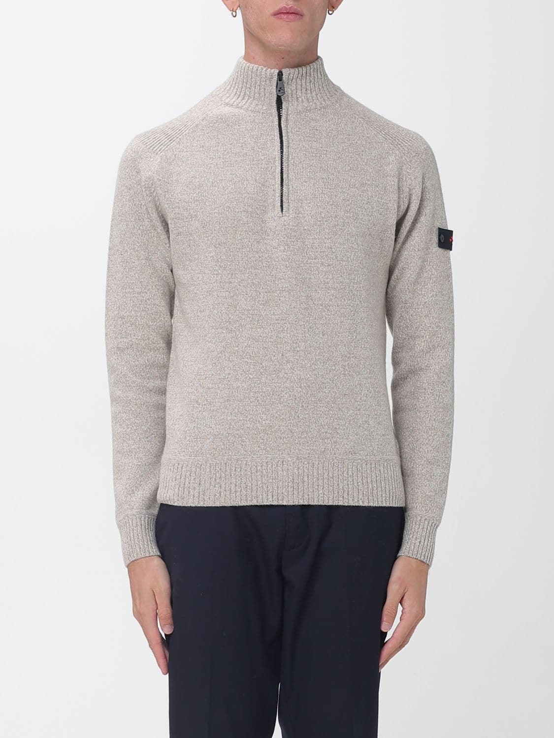 Peuterey Slim Fit High-Neck Wool Jumper with a half-zip closure