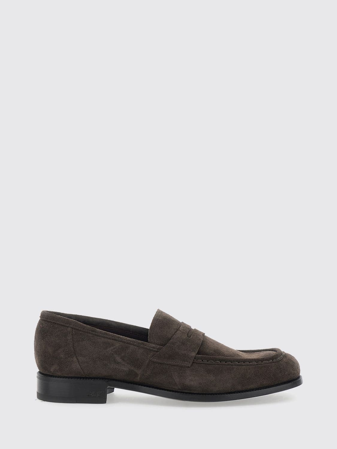 Lidfort Suede Cowhide Penny Loafers with Saddle Strap