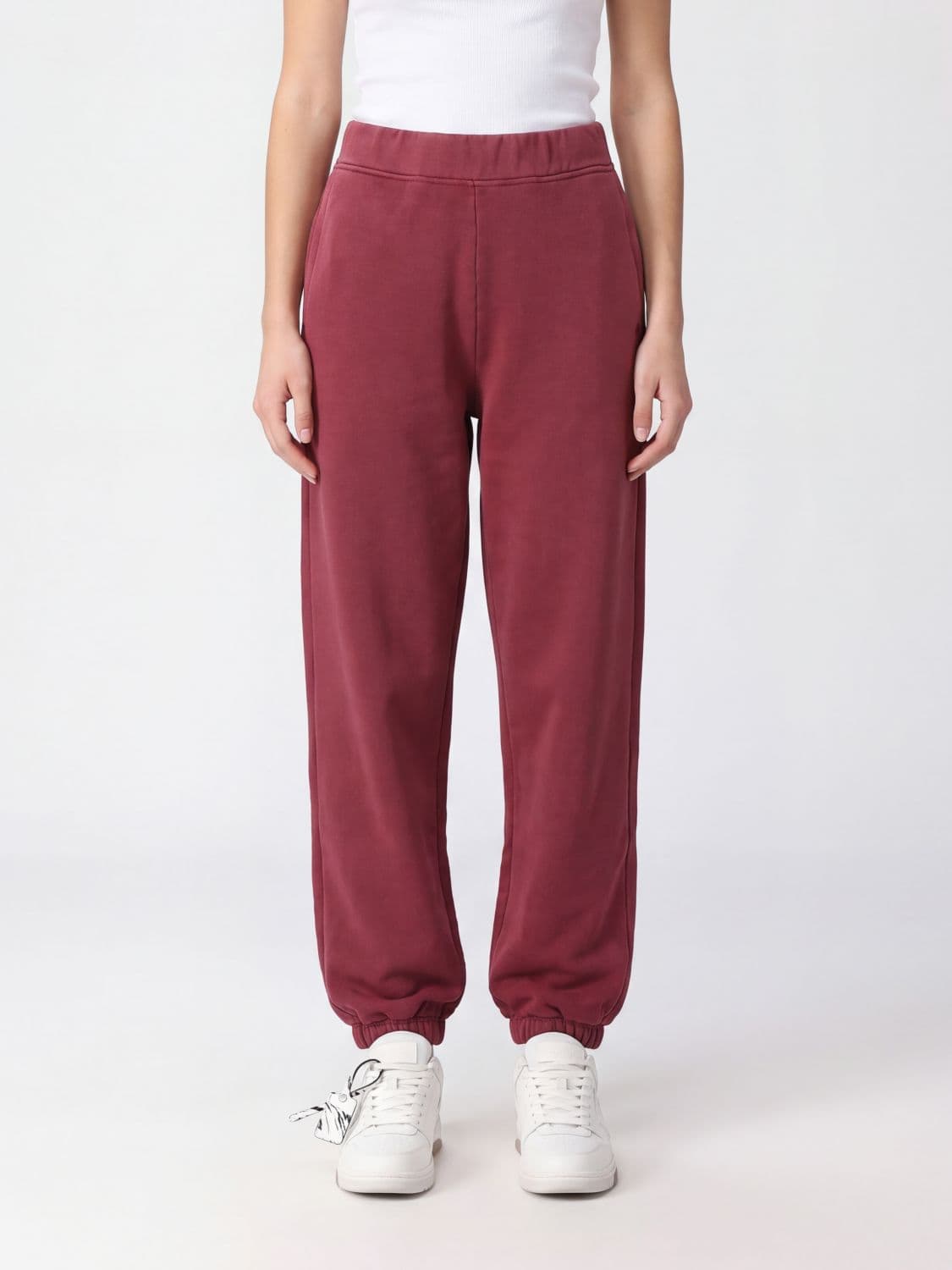 Off-White Cotton Jogging Trousers with an elasticated waist and straight hem