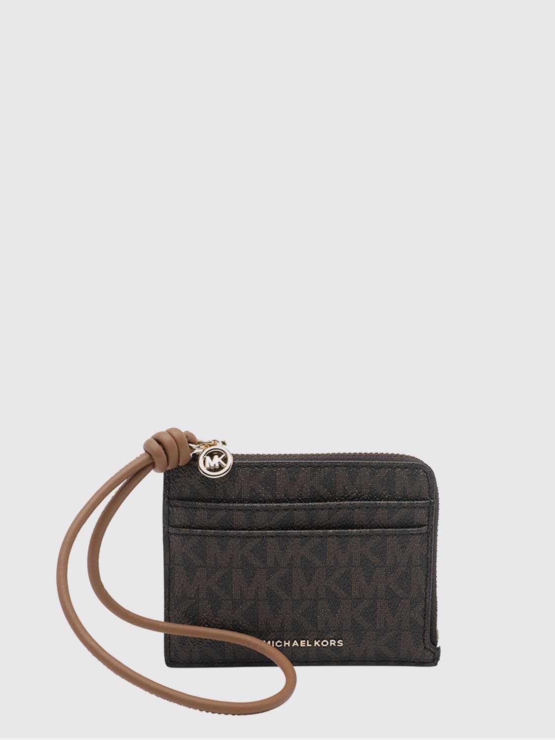 Michael Kors Jet Set Monogram Coated Cotton Card Holder with Zip Closure