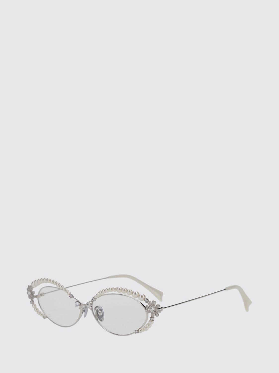 Yvmin Cat-Eye Metal Sunglasses with Crystal and Pearl Embellishments