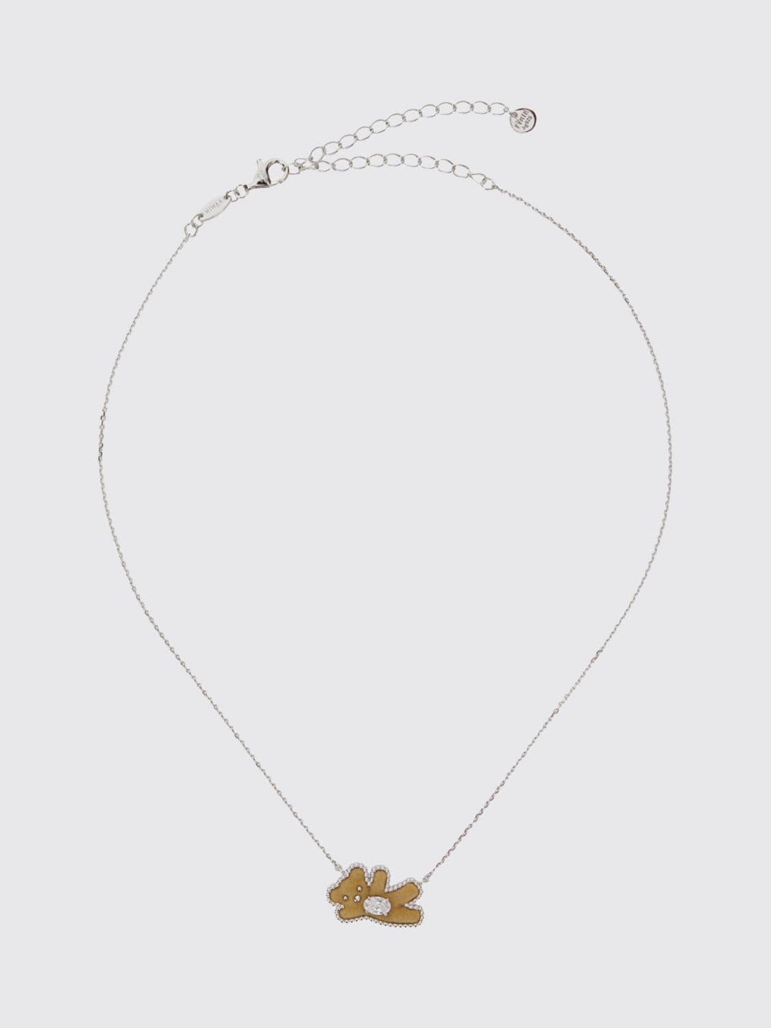 Yvmin Sterling Silver Teddy Bear Pendant Choker with Zircons for a Pop Style