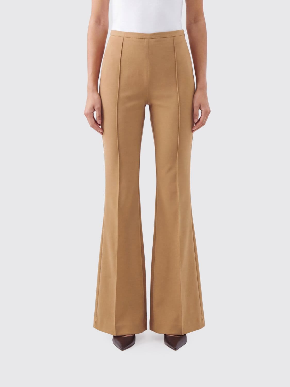 Taller Marmo High-Waisted Flared Trousers in Cotton Blend