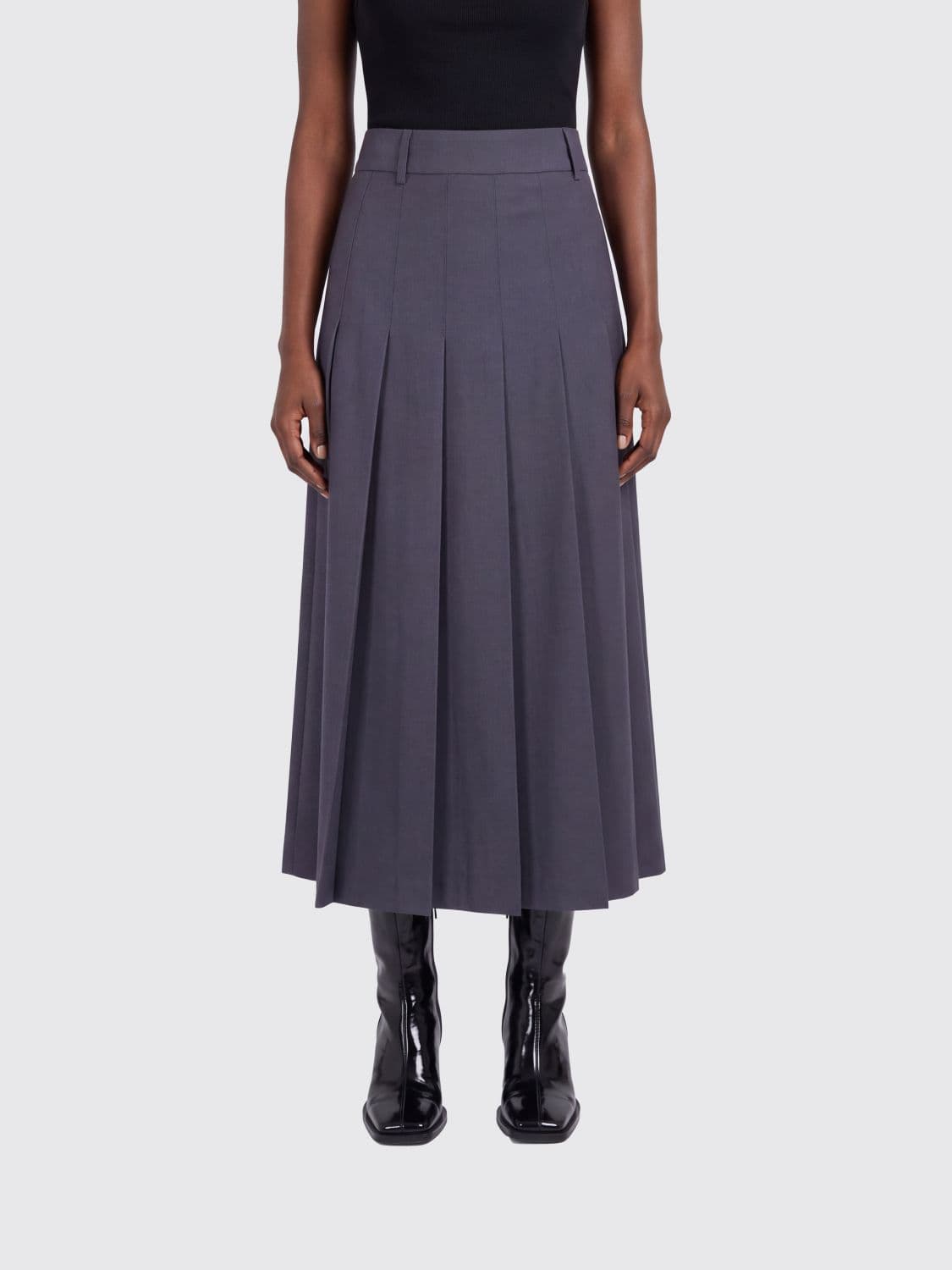 Dunst High-Waisted A-Line Crêpe Midi Skirt