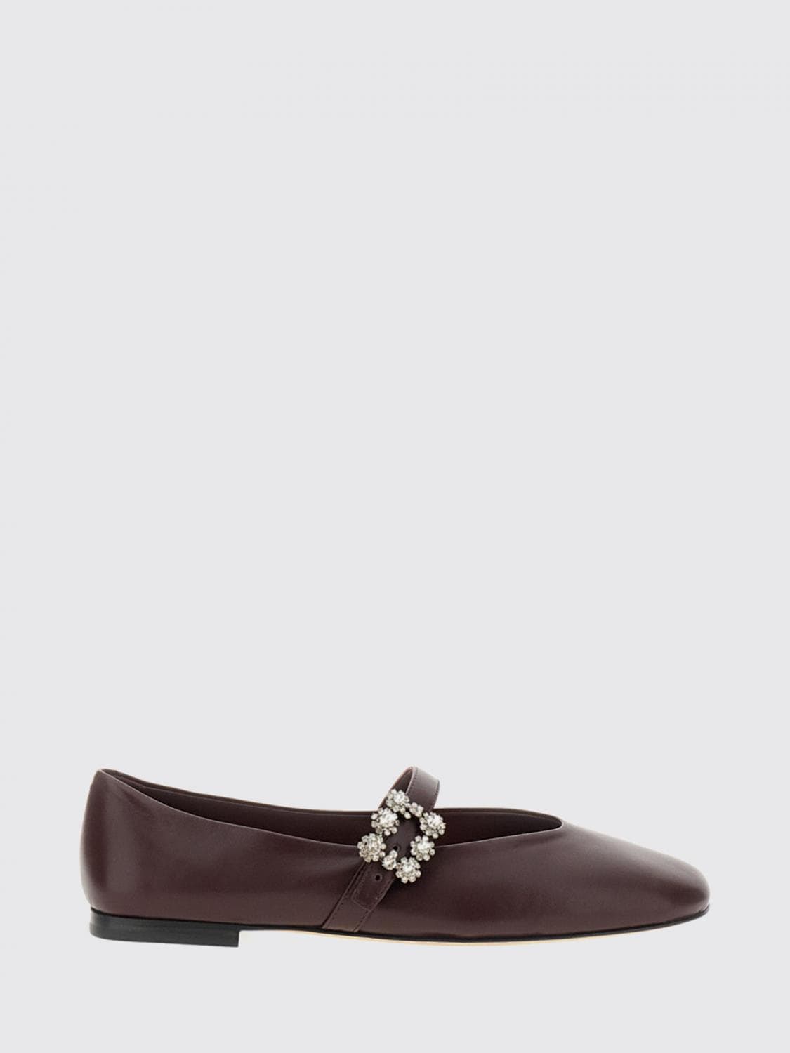 Roger Vivier Efflorescence Jewelled Buckle Mary Jane Ballet Flats in Leather