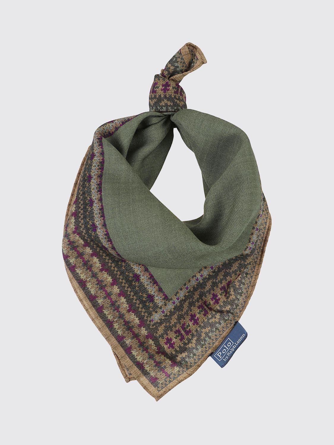 Polo Ralph Lauren Wool Teddy Bear Print Scarf with Fringes