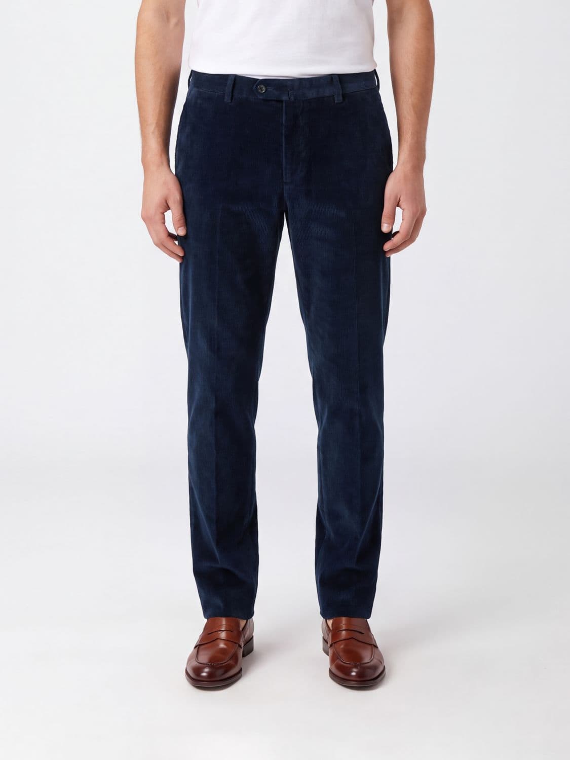 Pt Torino Slim Fit Velvet Chino Trousers with Off-Centre Closure