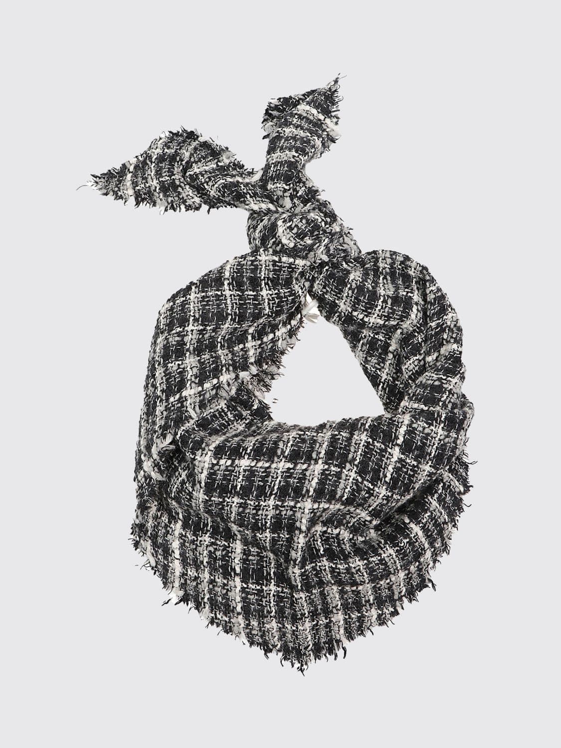Faliero Sarti Wool Tartan Pattern Scarf with Fringed Edges