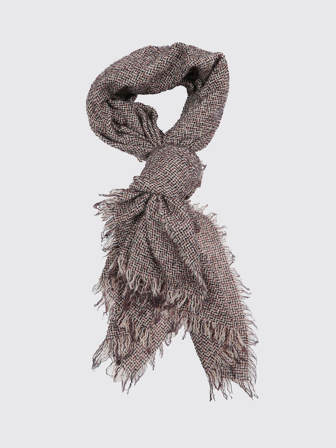 Faliero Sarti Cashmere Zig-Zag Pattern Scarf with Fringes