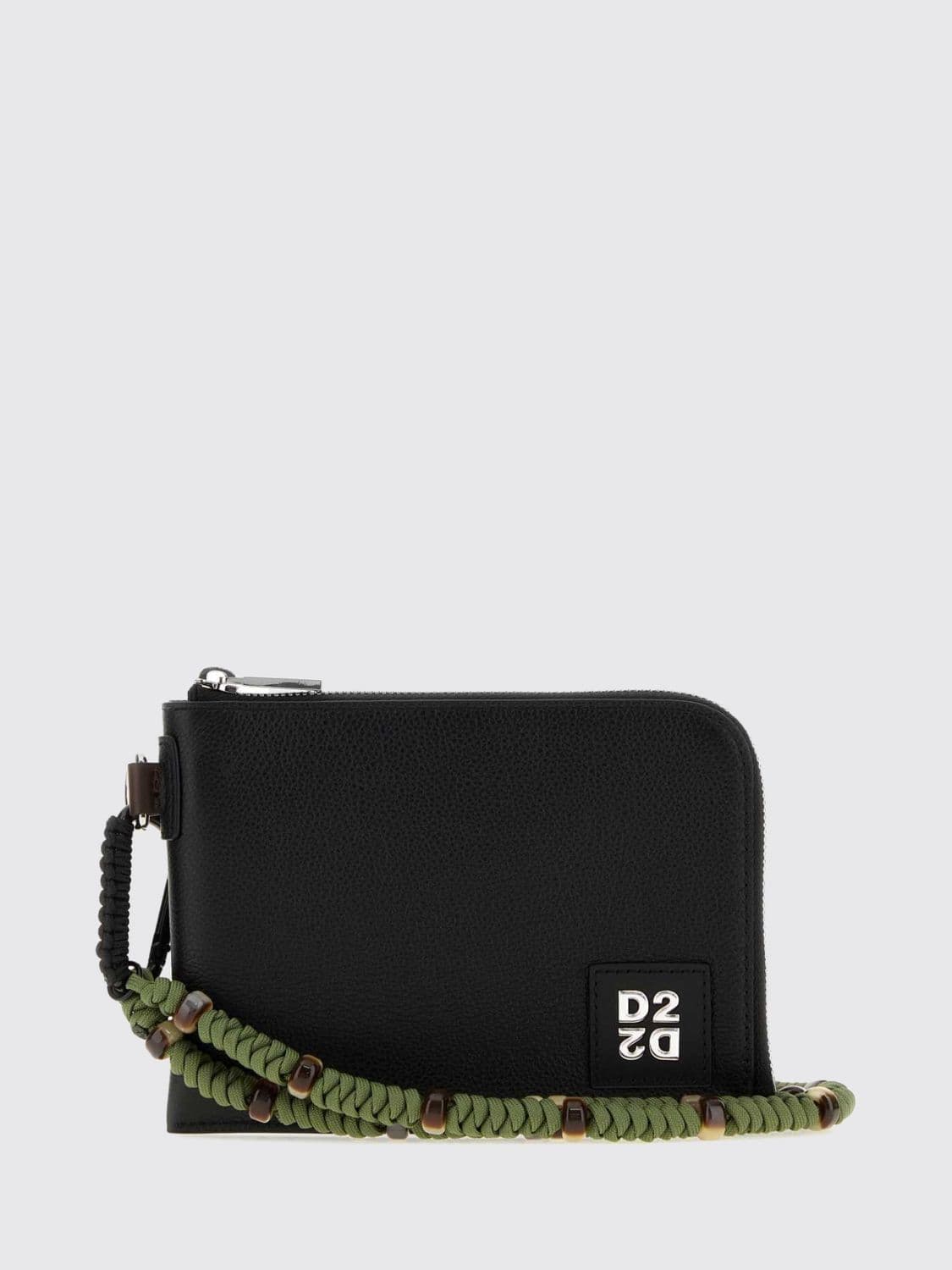 Dsquared2 Upside Down Leather Document Holder with Embroidered Logo and Zip