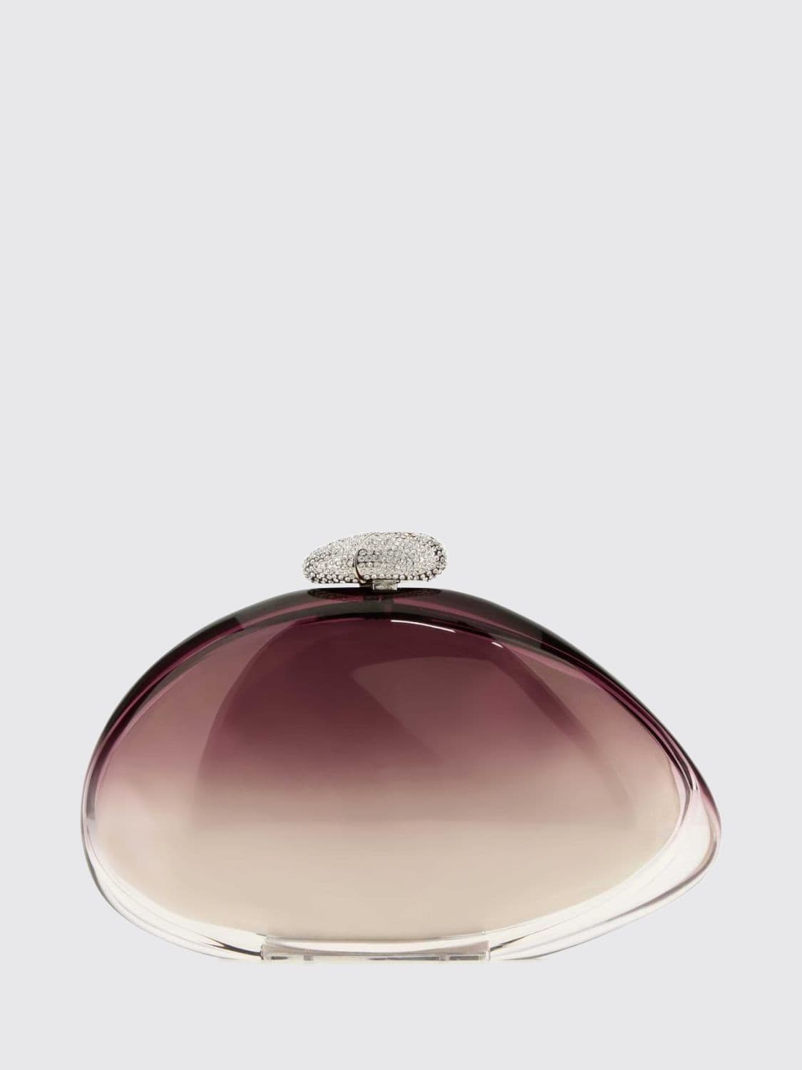 Benedetta Bruzziches Ariel Methacrylate Clutch with Asymmetrical Shape and Silk Lining
