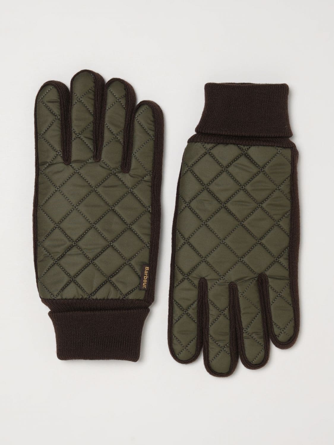 Barbour Magnus Quilted Bicolor Nylon and Sheepskin Gloves